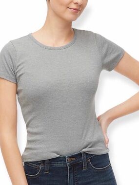 J. CREW Fine-Rib Tee Heather Grey Short Sleeve Crewneck Perfect Fit T-Shirt NWT